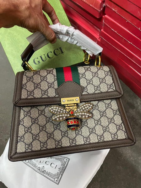 Ophidia Bee Embellished Top Handle Bag GG Supreme Canvas