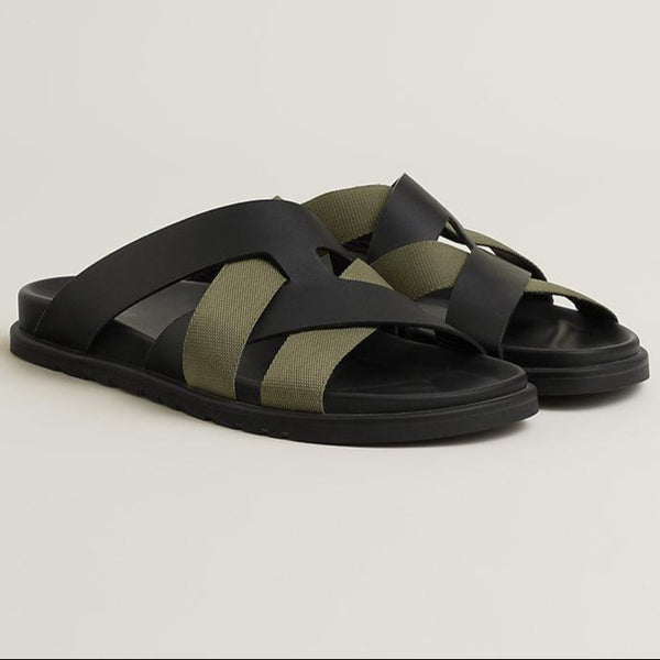Olive & Black Crossover Comfort Slides  Luxe Everyday Wear