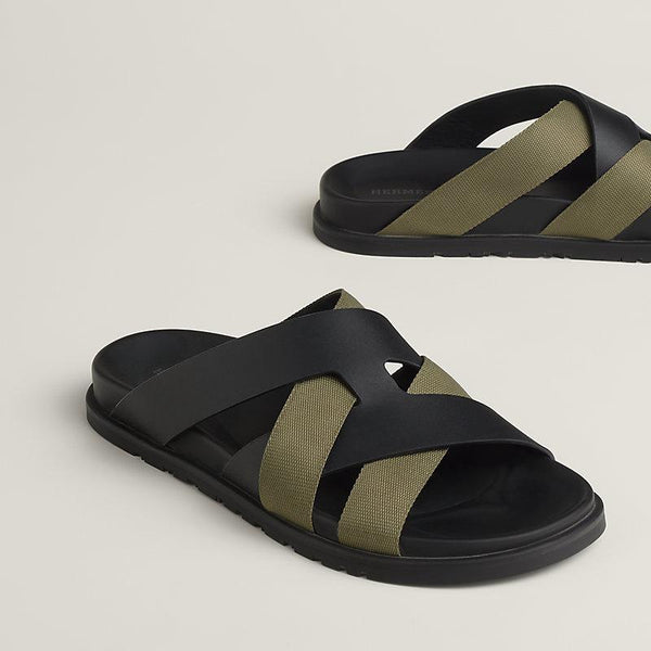 Olive & Black Crossover Comfort Slides  Luxe Everyday Wear