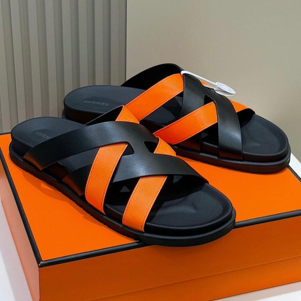 Premium Oran Crossover Slides  Luxe Black & Orange Edition