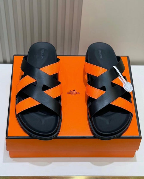Premium Oran Crossover Slides  Luxe Black & Orange Edition