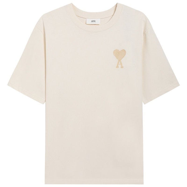 Luxurious Oversized Cream T-shirt With Heart Logo