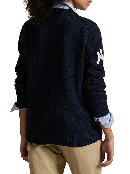 Luxury Polo Bear Yankees Knit Sweater  Navy Baseball Edition