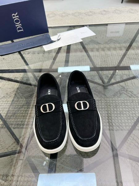 Premium Black Suede Loafers with Signature C & D Logo