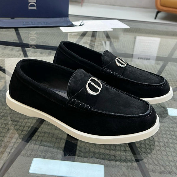 Premium Black Suede Loafers with Signature C & D Logo