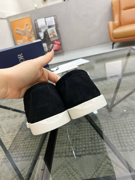 Premium Black Suede Loafers with Signature C & D Logo