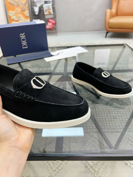 Premium Black Suede Loafers with Signature C & D Logo