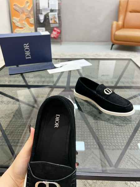 Premium Black Suede Loafers with Signature C & D Logo