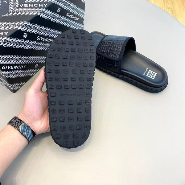 Men’s Luxury Black Embossed Slide Sandals