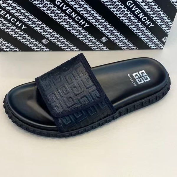 Men’s Luxury Black Embossed Slide Sandals