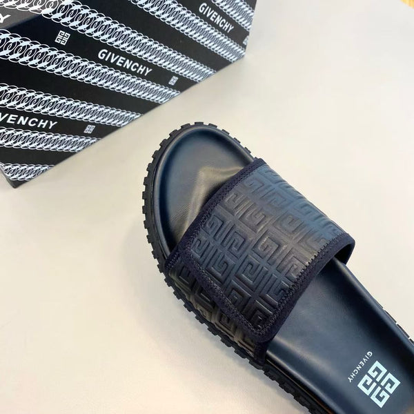 Men’s Luxury Black Embossed Slide Sandals