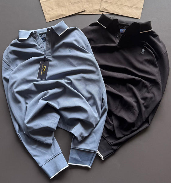 Branded Long-Sleeve Polo Shirt – Premium Casual Wear for Men