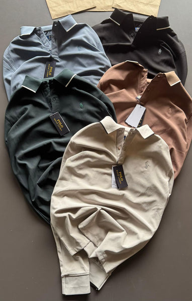 Branded Long-Sleeve Polo Shirt – Premium Casual Wear for Men