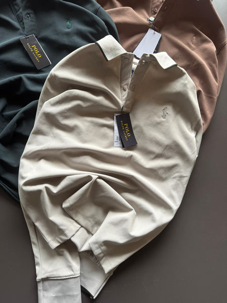Branded Long-Sleeve Polo Shirt – Premium Casual Wear for Men