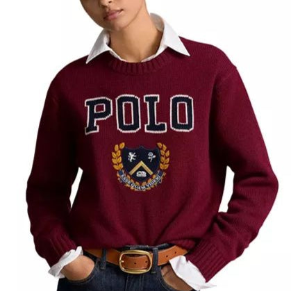 Branded  Burgundy Logo Wool Pullover