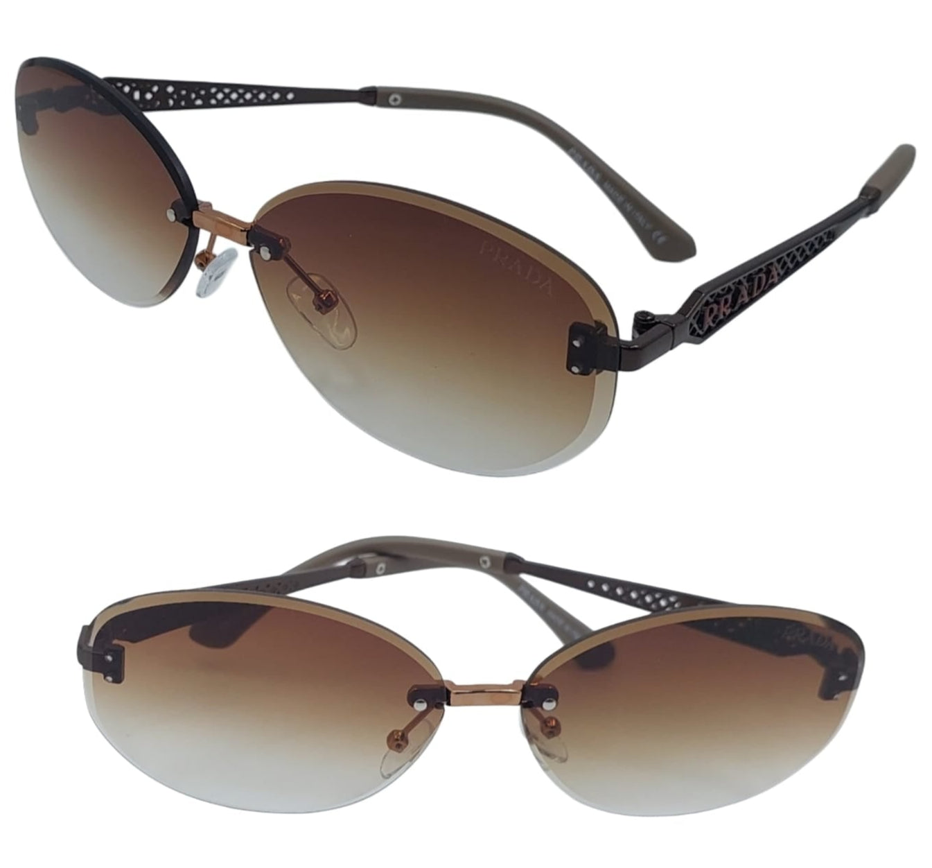 Luxury Rimless Oval Gradient Sunglasses For Women