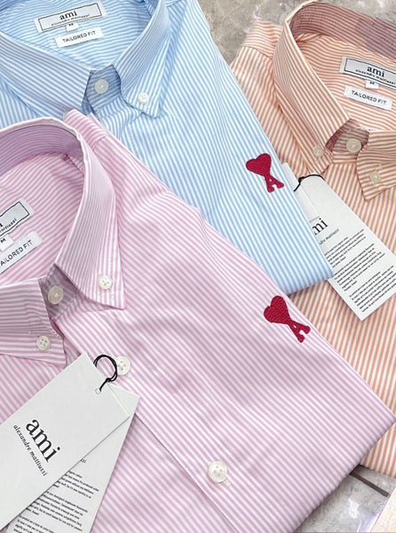 Premium Button-Down Collar Logo-Embroidered Striped Shirt