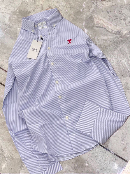 Premium Button-Down Collar Logo-Embroidered Striped Shirt