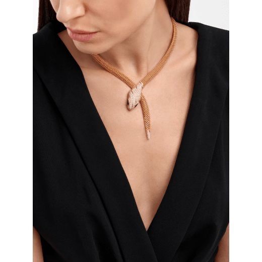 Luxury Serpenti Necklace & Earrings Set – Gold-Tone with Diamond Detailing