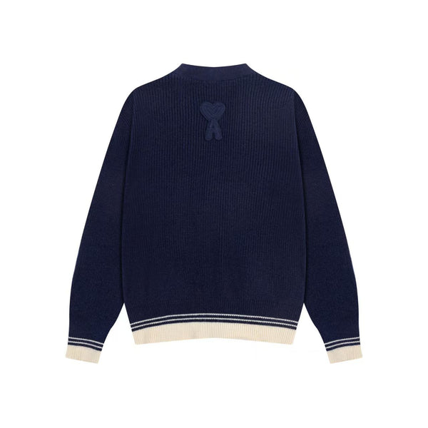 Premium Navy Blue Logo Patch Cardigan
