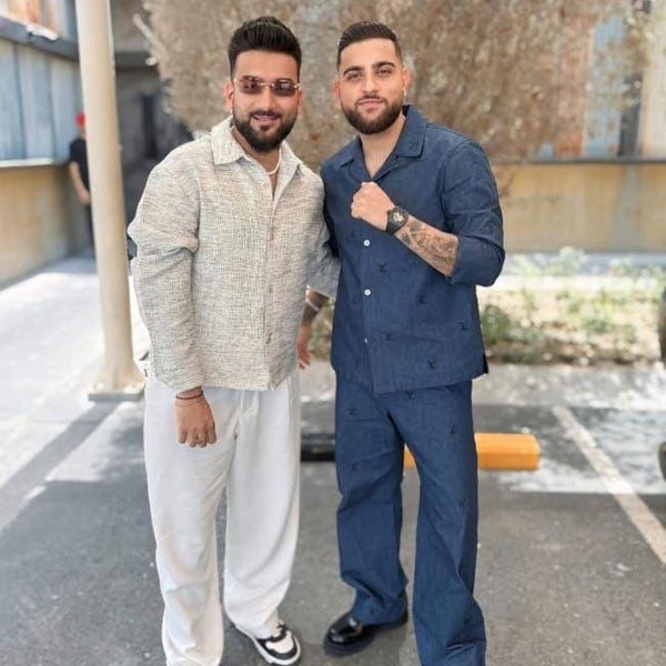 Luxury  Blason Embellished Denim Pajama Shirt