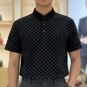 Luxury Designer Checkered Polo T-Shirt – Classic & Stylish