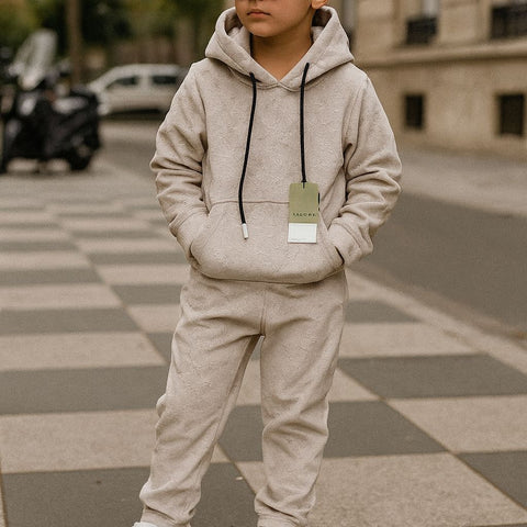 Stylish  Kids’ Hoodie & Jogger Set – Casual Streetwear Look