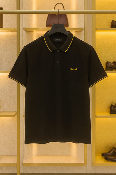 Luxury Branded Black Polo T-Shirt with  Brand Logo