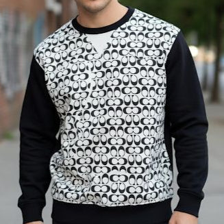 Monochrome Patterned Crewneck Sweatshirt