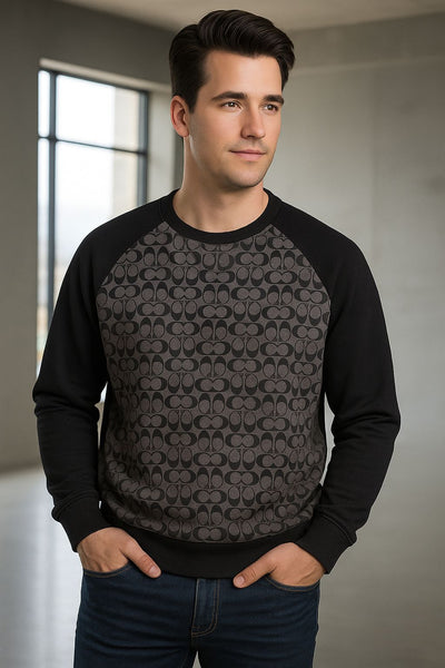 Monochrome Patterned Crewneck Sweatshirt