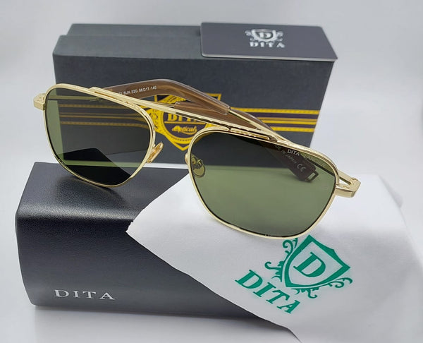 Gold Aviator Sunglasses Luxury with Timeless Green Lenses