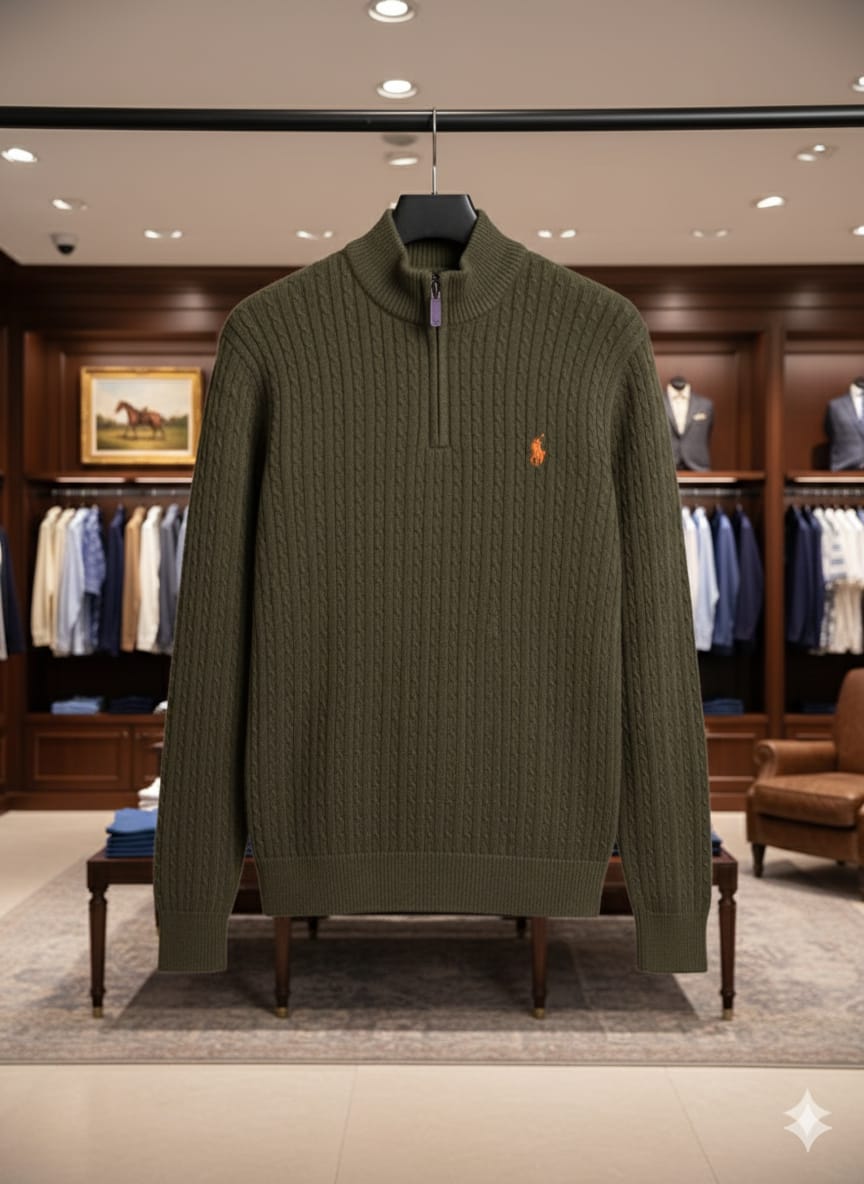 Cable-Knit Quarter-Zip Jumper