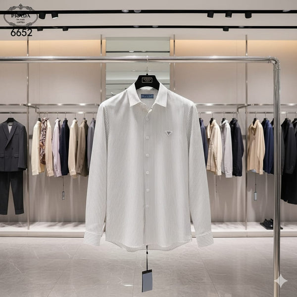 Premium Classic Striped Button-Down Shirts – Black & White Edition