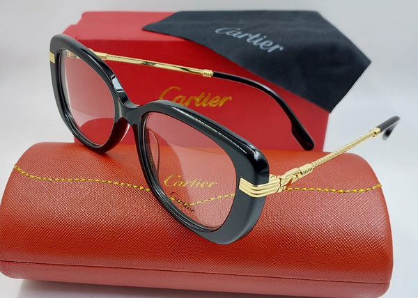 Luxury Full-Rim Eyeglass Frame with Gold Detailing & Signature Case