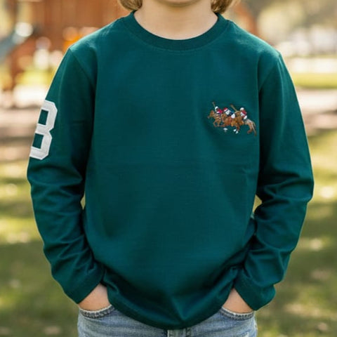 Boys’ Casual  Full-Sleeve T-Shirt with Polo Player Embroidery