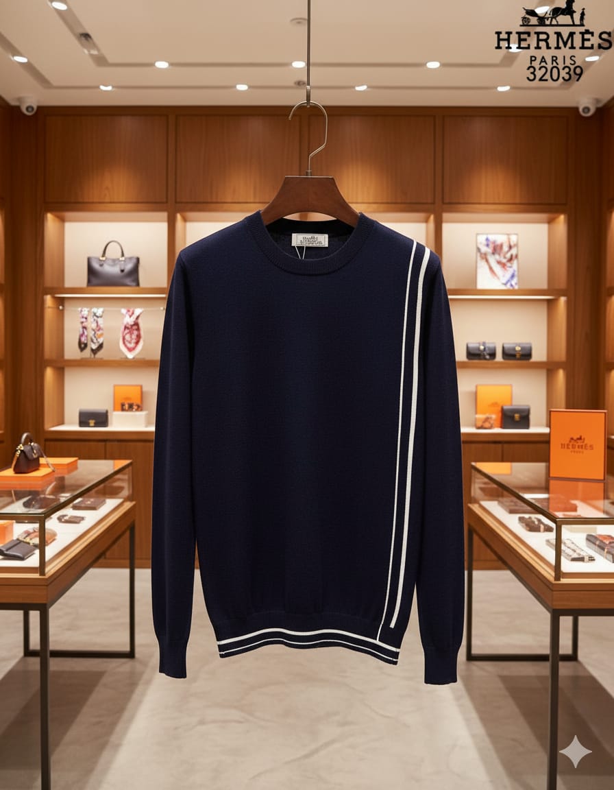 Men’s Wool Pullover with Signature Contrast Stripe Detailing