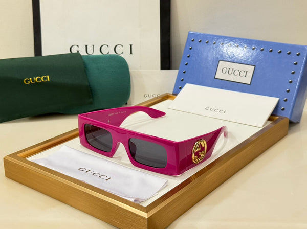 Premium GG Oversized Black Rectangular Sunglasses