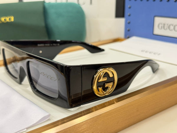 Premium GG Oversized Black Rectangular Sunglasses