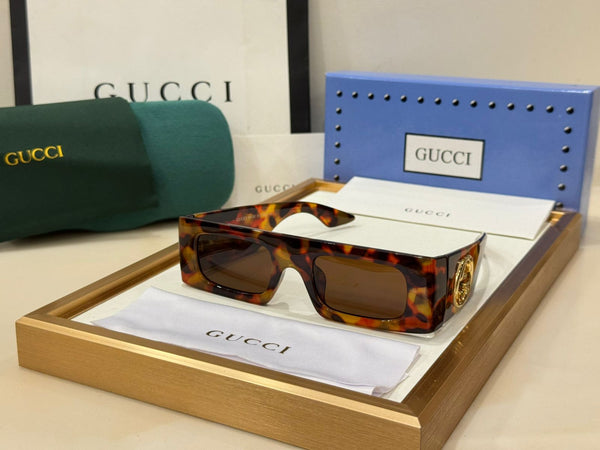 Premium GG Oversized Black Rectangular Sunglasses