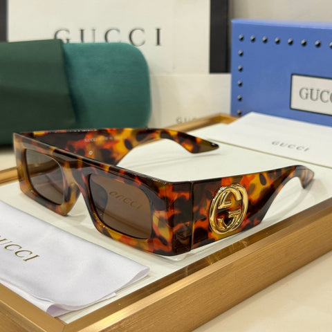 Premium GG Oversized Black Rectangular Sunglasses