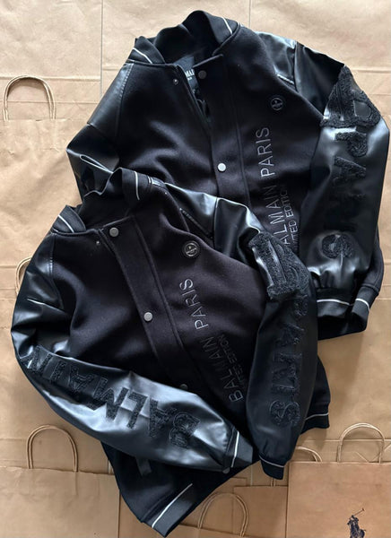 Limited Edition Varsity Jacket  Luxe Black Designer Statement