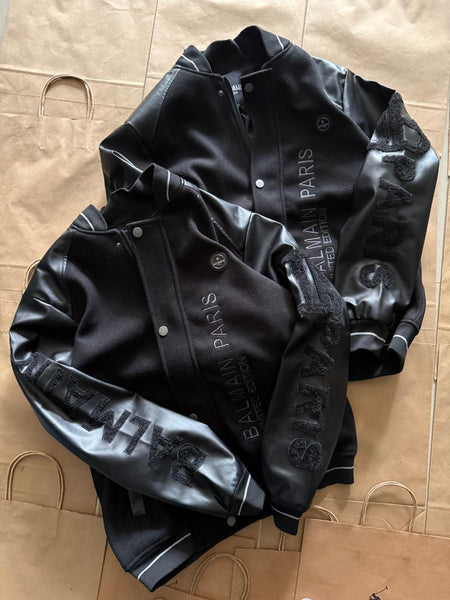Limited Edition Varsity Jacket  Luxe Black Designer Statement