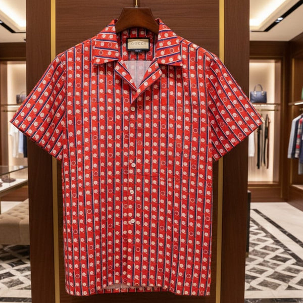 Luxury  GG Print  Camp Collar Shirt