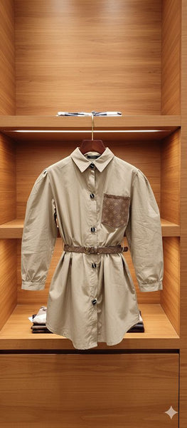 Elegant  Shirt Dress for Girls with Designer Contrast Pocket