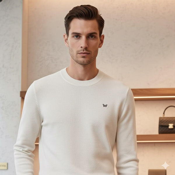 Branded  Veneta Ivory Classic Crewneck Sweater