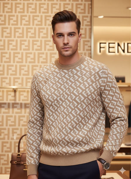 Premium Style Monogram Sweater with Smart Casual Charm