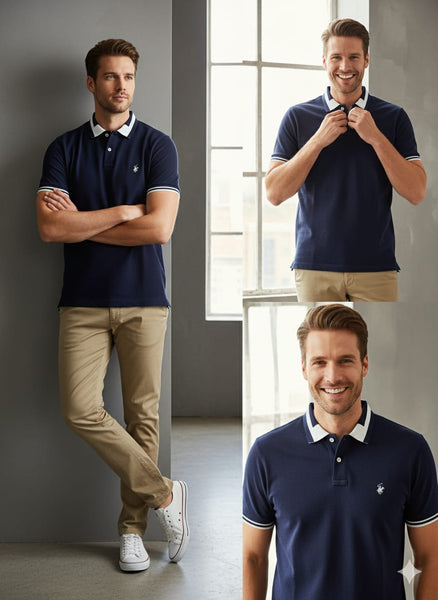 Premium Classic Navy Polo T-Shirt  Timeless Comfort and Effortless Style