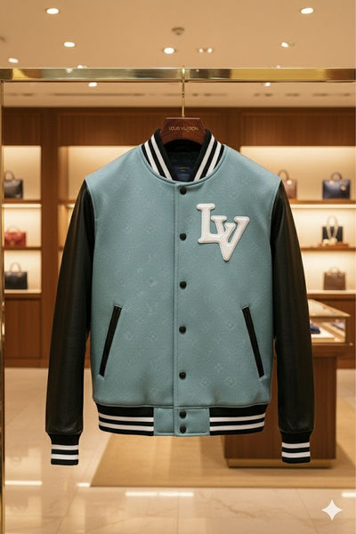 Luxury Jacket with Black Leather Sleeves