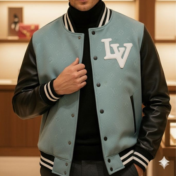 Luxury Jacket with Black Leather Sleeves
