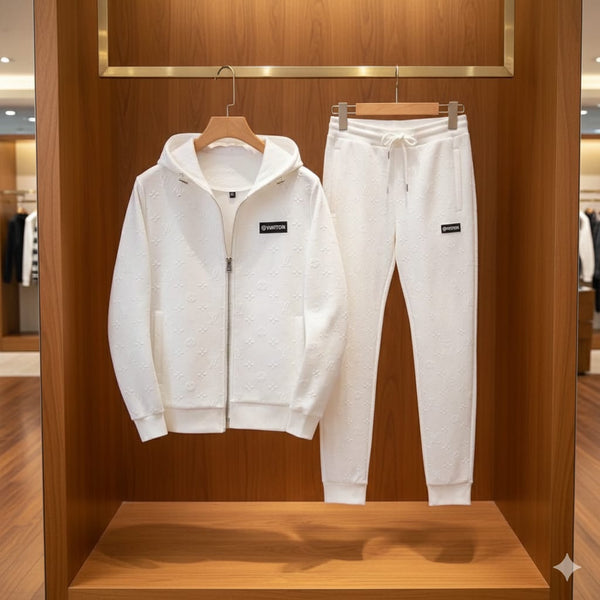 Luxury White Monogram Tracksuit Modern Elegance Redefined